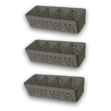 Imagem de Kit Conjunto Com 3 Cestos Vazado Pequeno Organizador Prático Com Desig