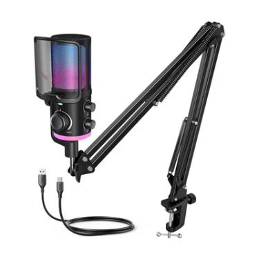 Imagem de Microfone Gamer Usb Fifine Ampligame Am6t Com Braço Preto