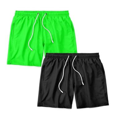 Imagem de Kit 2 Shorts Bermuda Masculino Tactel Liso Praia Academia-Masculino