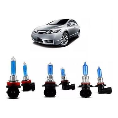 Imagem de Kit Lampadas Super Branca Farol + Milha Honda New Civic - Techone