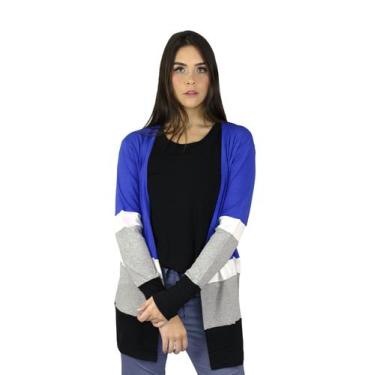 Imagem de Kimono Cardigan Casaco Colorido Inverno - B2T, M, Azul