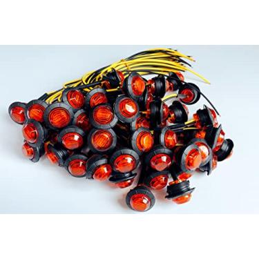 Imagem de Propartauto Lâmpada LED 50 âmbar para veículos, redonda de 9,5 cm, impermeável, à prova de choque, à prova de poeira, lente de resina epóxi, fácil instalação, vida útil de 50.000 horas