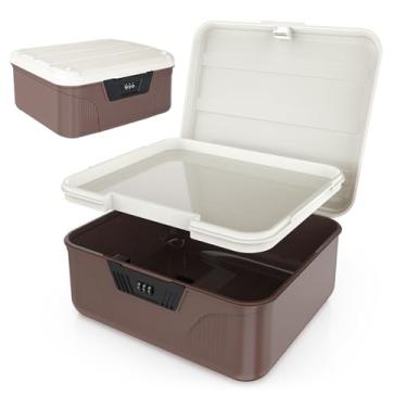 Imagem de EEKEDO Caixa de bloqueio de medicamentos, pequena caixa com código, caixa de armazenamento com trava de camada dupla para medicamentos, dinheiro, geladeira, telefone, cadeia, itens pessoais, caixa