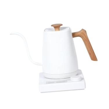 Imagem de Fenteer Chaleira elétrica de aquecimento rápido, 1000 W, proteção contra fervura a seco, caldeira de água quente de aço inoxidável de 0,8 L para café, chá, Grão de Madeira Branca