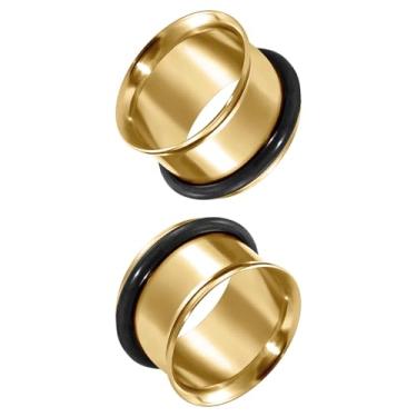 Imagem de XIMAX 2 peças de aço inoxidável 316L Ear Gauges túneis de orelha piercing único alargado joias extensor alargador tampões de ouvido anéis de borracha brincos lóbulo O-ring túnel de carne 8g-1 e 3/40.6