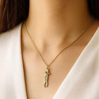 Imagem de Colar Casal Magnético Dourado e Prata com Pingente