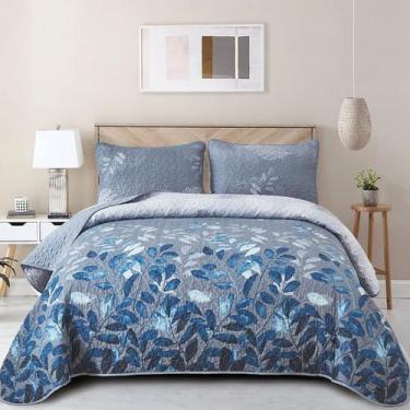 Imagem de Conjunto de edredões WONGS BEDDING Blue Queen Size com 3 peças