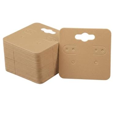 Imagem de 100 peças de suporte de brinco de 5 cm, cartões pendurados brincos personalizados para exibição de brincos para venda de joias, cartão de papel em branco com 6 furos para suporte de exibição de brinco