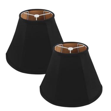 Imagem de SEEYUAN Conjunto de 2 persianas KD, abajures de tecido ondulado para candeeiros de mesa, abajur médio, 30,5 x 15,2 x 21,6 cm, para abajur de mesa e cabeceira sem necessidade de montagem (preto)