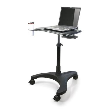 Imagem de EHO Mobile Laptop Standing Desk Carts on Wheels, Pneumatic, Height Adjustable Rolling Stand, Sit to Stand Computer Cart, Classics XL Workstation for Home, Office, Medical and School Classroom