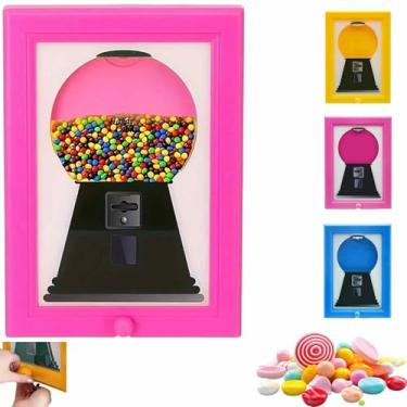 Imagem de Candy Dispenser, Creative Picture Frame Sweet Dispenser Machine, Hanging Candy Machine Photo Frame, Handy Bubble Gum Vending Toy for Home, Desk Decor and Display (Pink)