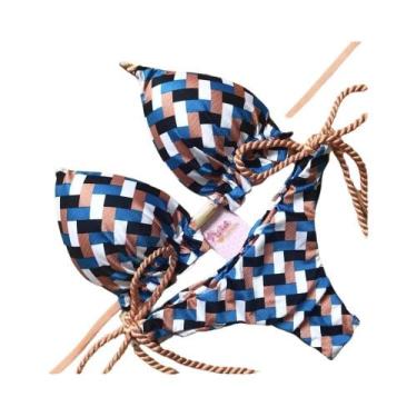 Imagem de Biquini Feminino Listrado com Nó Sexy - Tanga, Bandagem Micro e Estilo