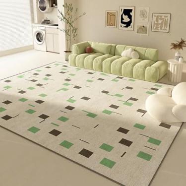 Imagem de Tapetes de luxo para sala de estar, decoração verde para quarto, tapete de pelúcia macio e fofo, tapete de sala de estar espesso e lavável (200x250 cm/F)