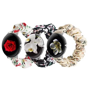 Imagem de GTHY Pulseira Scrunchie compatível com Google Pixel/Pixel 2/Pixel3 de 41 mm, para mulheres e meninas, pulseiras com padrão de tecido elástico, pulseira de relógio de tecido macio, Lagree pequena (3