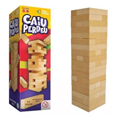 Imagem de Brinquedo Jogo Mesa Caiu Perdeu Madeira 54 Peças Mdf