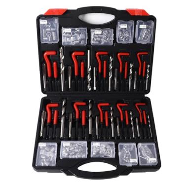 Imagem de Kit de reparação de roscas de parafuso, ferramenta de rosca de inserção de rosca estrutura metálica 261 peças broca helicoidal força uniforme poupança de mão de obra para