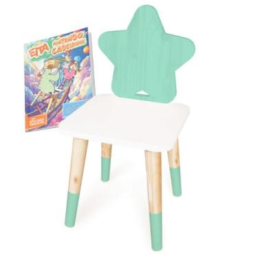 Imagem de Kit Educativo Cadeira Infantil de Madeira Estrela - Verde Claro