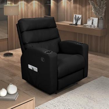 Imagem de Poltrona Cadeira Reclinável Florença Império Estofados Zero Wall Papai Sala Descanso Corano (Preto)