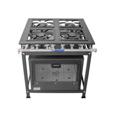 Imagem de Fogão Industrial 4 Bocas 2 Duplas Baixa Pressão MR Fogões com Forno P7 Tradicional