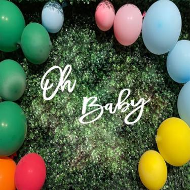 Imagem de Placa de fundo Oh Baby Shower - Felt Oh Baby Sign Party Banner Boy Girl Baby Shower Decorações Gênero Revelar 1st Birthday Party Photography Background - Branco