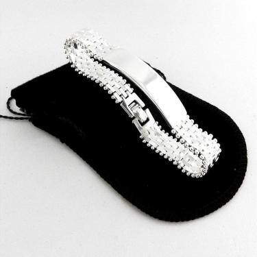 Imagem de Pulseira Masculina 20cm 13mm Banhada Prata