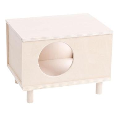 Imagem de Bothyi Casa de madeira para hamster, acessórios para hamsters, roupa de cama para hamsters, habitats para hamsters, esconderijo para gerbilos, ratos, Médio