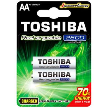 Imagem de Pilha Recarregável Toshiba Tipo AA 2600mAh, TNH6GAE BP-2C, 1.2V, Embal