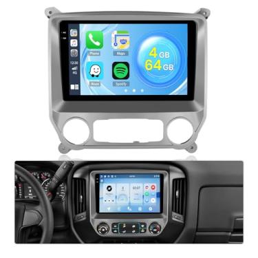 Imagem de Rádio 4+64G para Chevy Silverado GMC Sierra 2014 2015 2016 2017 2018, tela sensível ao toque embutida de 10,1 polegadas para Silverado Car Stereo, CarPlay/Android Auto, WiFi, Bluetooth 5.0, EQ, GPS
