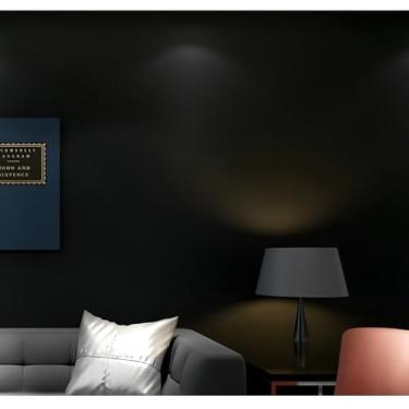 Imagem de ESSMOKO Papel de parede seda preto fosco textura PVC material impermeável papel de parede não autoadesivo preto 53 * 950 cm