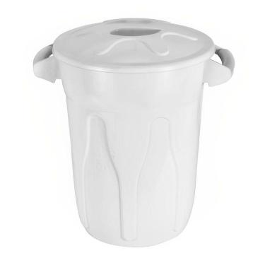 Imagem de Cesto Plástico Com Tampa Branco 100 Litros 66cm - Cr100b - Jsn