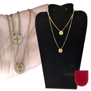 Imagem de Escapulário são bento aço banhado ouro - proteção elegante