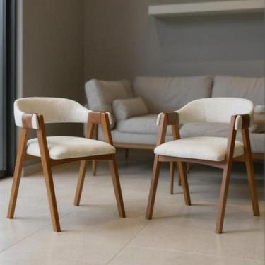 Imagem de Kit 2 Cadeiras Escandinavas Malaga Ergonomica Organica Madeira Maciça 