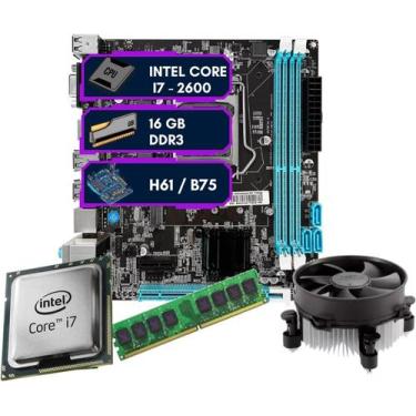 Imagem de Kit Upgrade Intel Core i7-2600 + Placa Mãe H61/B75 Lga 1155 + 16GB Ram