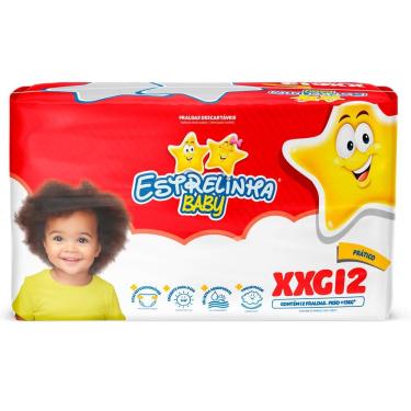 Imagem de Fralda Estrelinha Baby Tamanho XXG Pacote Prático 12 Unidades Descartáveis