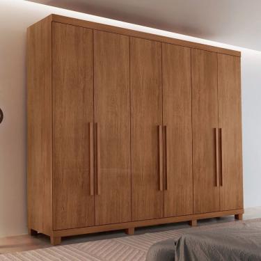 Imagem de Guarda Roupa Casal Maya 100 MDF 6 Portas e 6 Gavetas com pes Moderna Mobilia