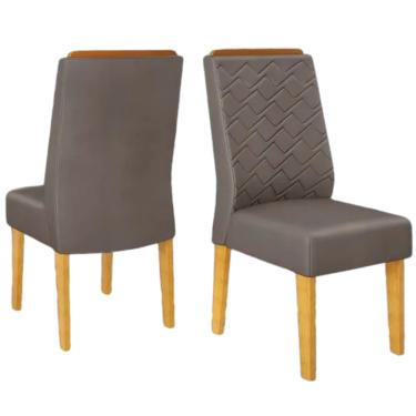 Imagem de Kit 2 Cadeiras De Jantar Estofadas Lidia Veludo Lunar Cedro Dj Moveis