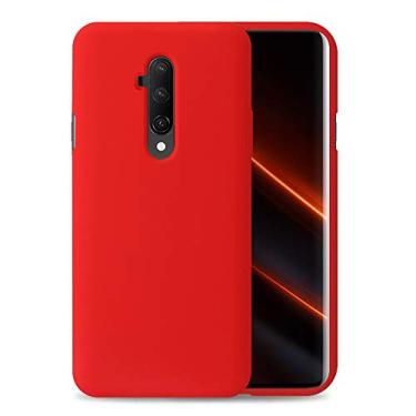 Imagem de Capa de telefone de silicone líquido para OnePlus 7T PRO/1+ 7T PRO 6,7 polegadas/proteção total do corpo/à prova de choque/borracha gel/capa proteção contra quedas vermelha
