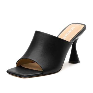 Imagem de SKYSTERRY Sandálias femininas de salto alto quadradas bico aberto grosso em forma de taça salto alto sem cadarço verão confortável festa de casamento formatura mule sandálias sapatos sociais 3,4