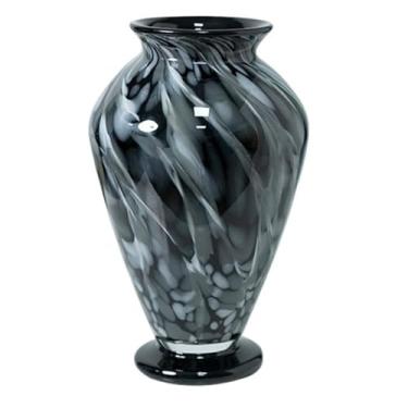 Imagem de Vaso de vidro gradiente retrô – 29,8 cm de altura, vaso de vidro colorido de boca larga para mesa de jantar, mesa de jantar, entrada, sala de estar, decoração de casamento, vaso decorativo (preto)