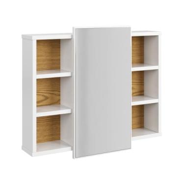 Imagem de Espelheira Armário para Banheiro com Prateleira e Nicho, Organizador de Banheiro com Espelho(Preto)