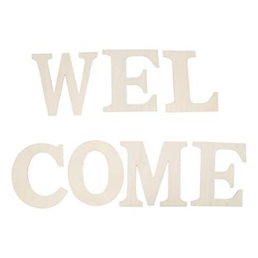 Imagem de Sinal de boas-vindas Letras de madeira sem pintura DIY Arte decorativa de parede personalizável para casa, casamento, sala de aula, decoração de madeira compensada de 2 mm de