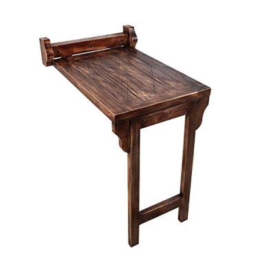 Imagem de LXB Mesa de computador para uso doméstico montada na parede mesa de jantar de madeira maciça mesa de jantar de computador mesa de aprendizagem montada na parede americano retrô dobrável doméstico