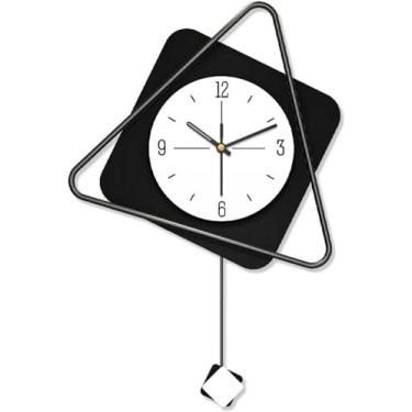 Imagem de YTHLZVBP Relógio de parede de arte moderna relógio de parede grande de metal, relógios de pêndulo silenciosos, decoração silenciosa, relógio de parede operado por bateria para sala de estar, cozinha