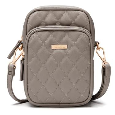 Imagem de Marvolia Bolsa transversal feminina pequena de couro vegano, bolsa para celular, carteira transversal com compartimentos para cartões, Caqui, One Size