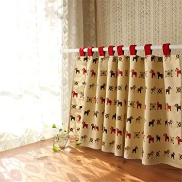 Imagem de LUOFDCLDDD Curtain, Café Window Valances Cotton Linenrural Style Kitchen Shorts Curtains Home Decoration Windows Treatment 1 painel/bege/W * A 140 x 150 cm