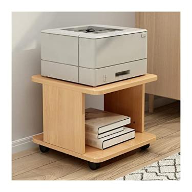 Imagem de URGDWEKJY Suporte de impressora, suporte de impressora a laser móvel de madeira, carrinho de máquina móvel de 2 níveis com armazenamento aberto, rack de armazenamento resistente para escritório e