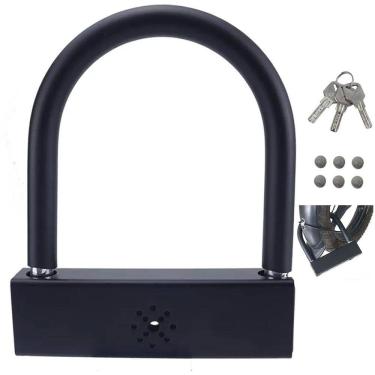 Imagem de Cadeado Trava de Moto Bike Alarme Anti Furto Bicicleta Motocicleta Potao Som Alto Potente Resistente Proteçao Segurança