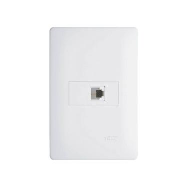 Imagem de Tomada para Telefone Fame Habitat RJ11 4 Vias com Placa 4x2