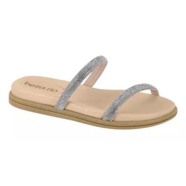 Imagem de Sandália Beira Rio Feminina Papete Com Strass Nas Tirinhas