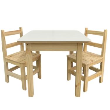 Imagem de Conjunto de Mesa Infantil com 2 Cadeiras Madeira Maciça